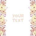 Vector floral borders; colorful frame with pink flowers.